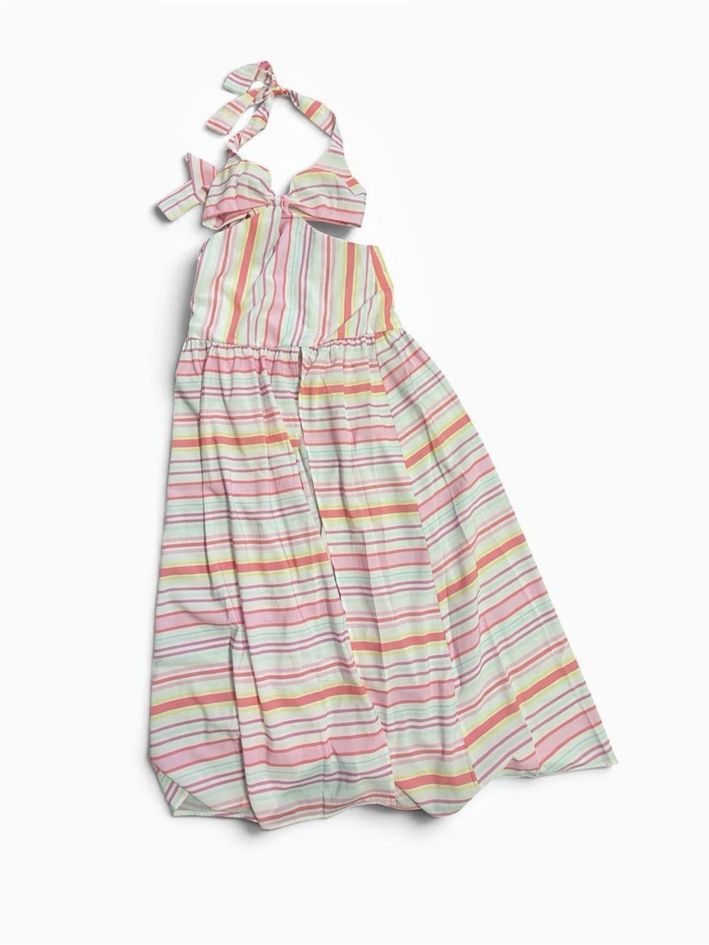 Hello Molly Striped Halter Maxi Dress in Pink & Green NWT